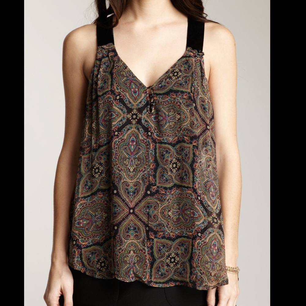 Ella Moss paisley print velvet strap tank top